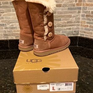 Uggs-girls Bailey Button tall boot- gently used size 2